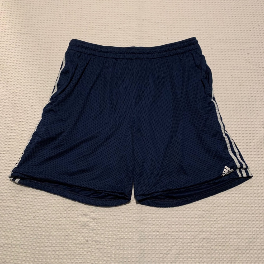Adidas Mens Navy Blue Mesh Basketball Shorts 3 Stripe 2XL 0013
